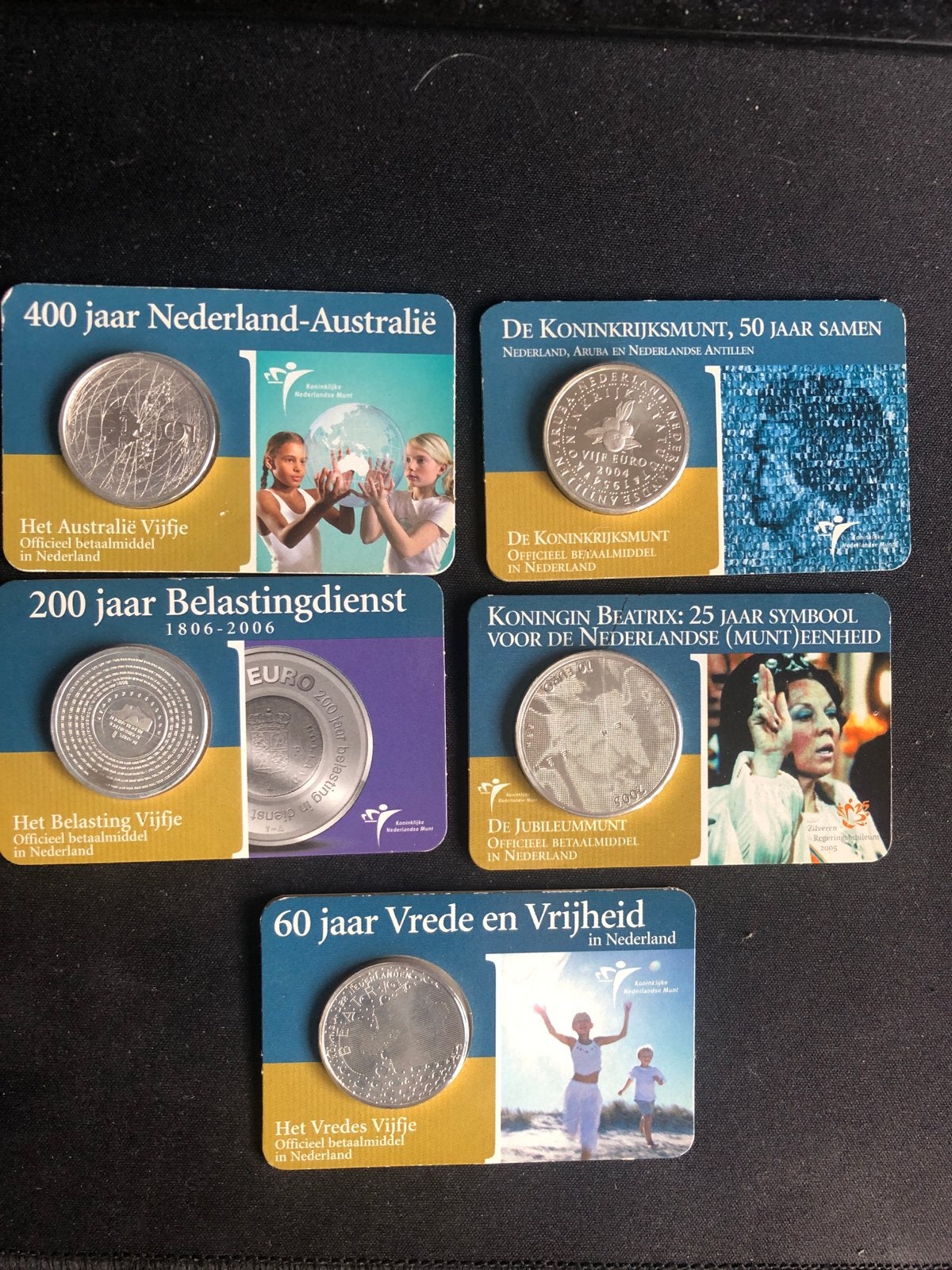 5 Zilveren Euro Munten - Diverse Herdenkingsmunten, Setje, Koningin Beatrix, Zilver, Euro's