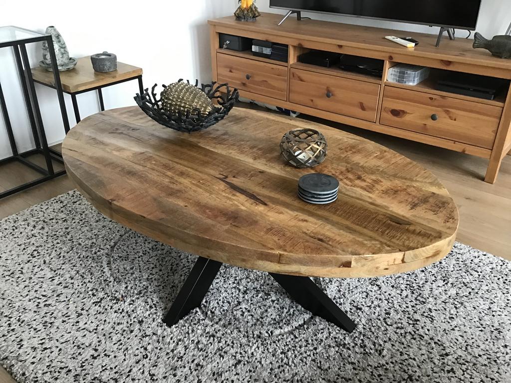 Mangohouten salontafel, Huis en Inrichting, Tafels | Salontafels, Ophalen, 100 tot 150 cm, 50 tot 100 cm, Zo goed als nieuw