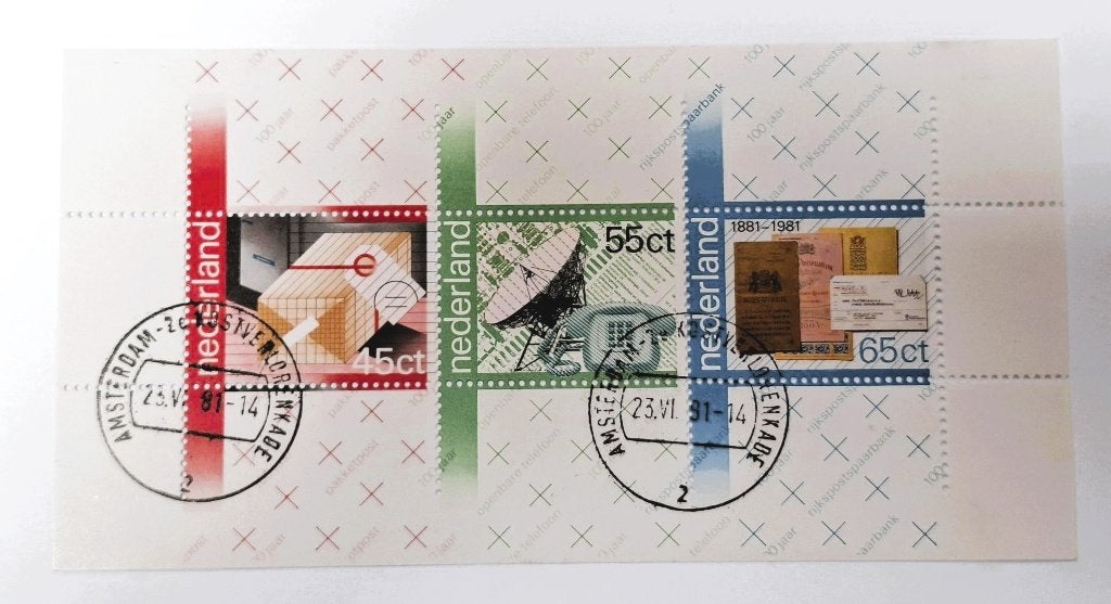 NVPH 1223 Blok 100 jaar PTT diensten, Ophalen of Verzenden, Na 1940, Gestempeld