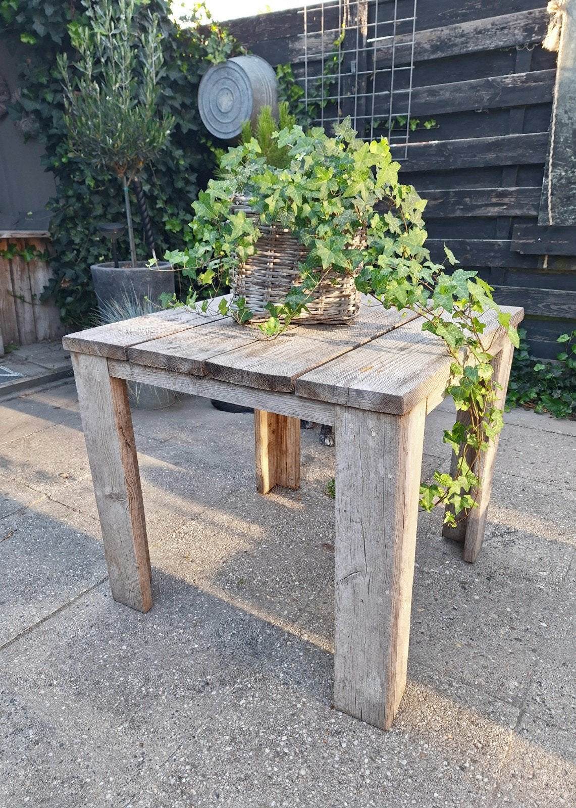 Steigerhouten tuintafel, Tuin en Terras, Tuintafels, Ophalen, Zo goed als nieuw, Vierkant, Hout