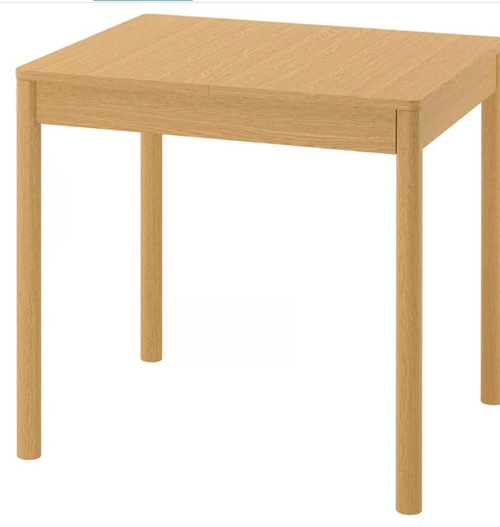 Kleine eettafel 80x120 blank eiken met 2 stoelen, Huis en Inrichting, Tafels | Eettafels, Gebruikt, 100 tot 150 cm, Eikenhout