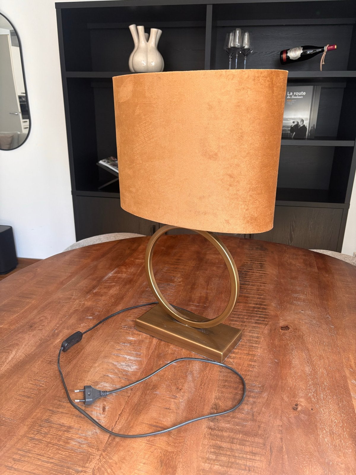 Tafellamp - Goud Frame met Bruin/Brons Kap, Ophalen, Overige merken, Goud, 60 cm