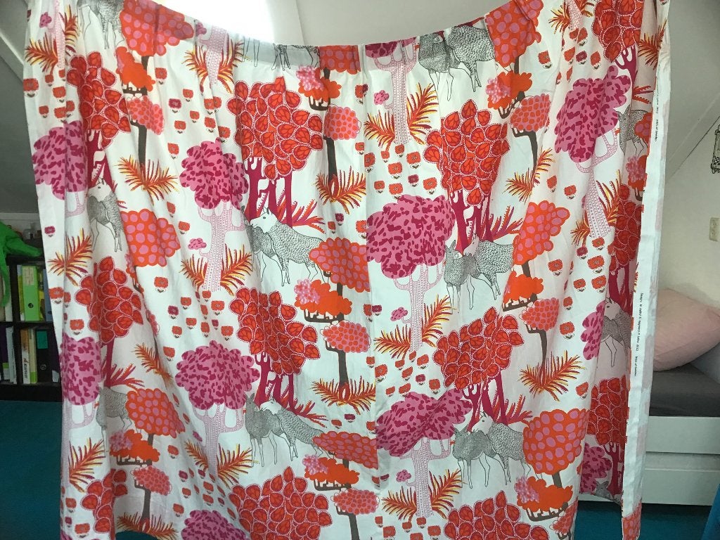 Gordijnen roze oranje wit, Ophalen, 100 tot 150 cm, 150 tot 200 cm, Print