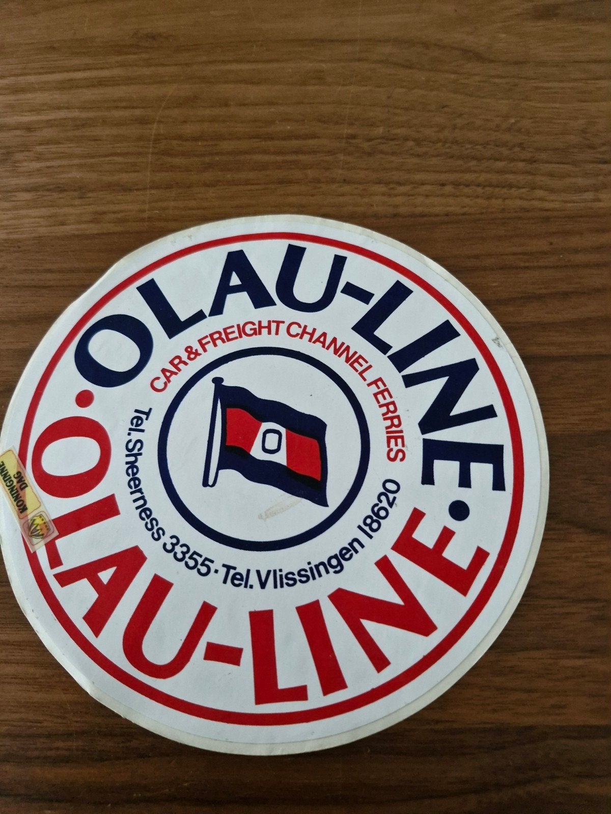 G 164 Vintage Olau-Line Sticker - 18 cm Doorsnede, Ophalen of Verzenden