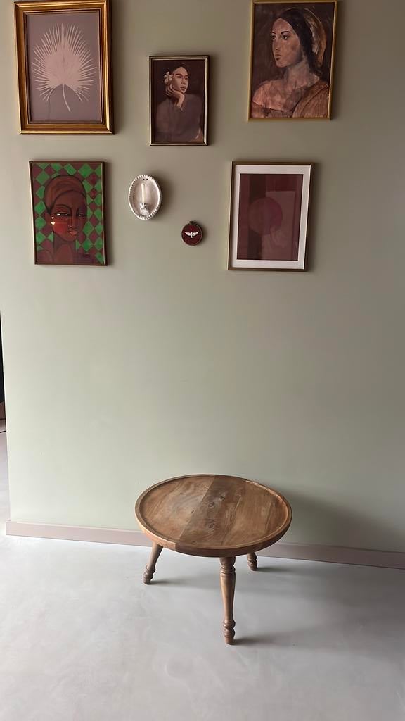 Marokaanse bijzettafel, Huis en Inrichting, Tafels | Bijzettafels, Gebruikt, Rond, 55 tot 75 cm, Hout