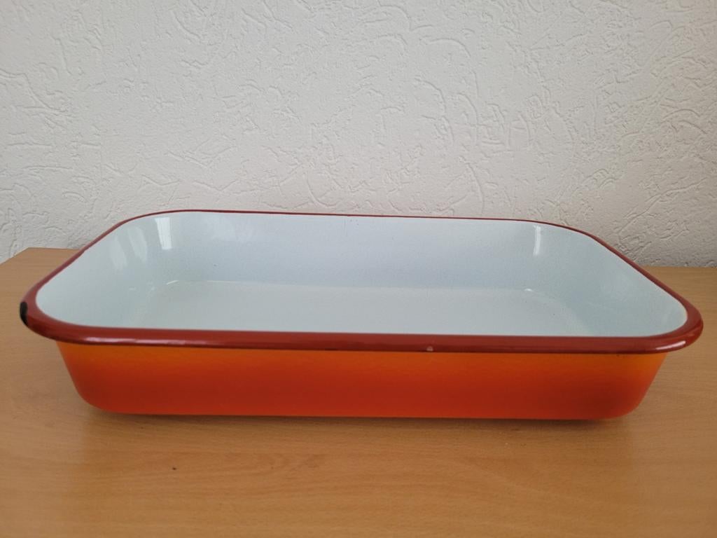 Vintage Blue Band emaille ovenschaal, Ophalen of Verzenden