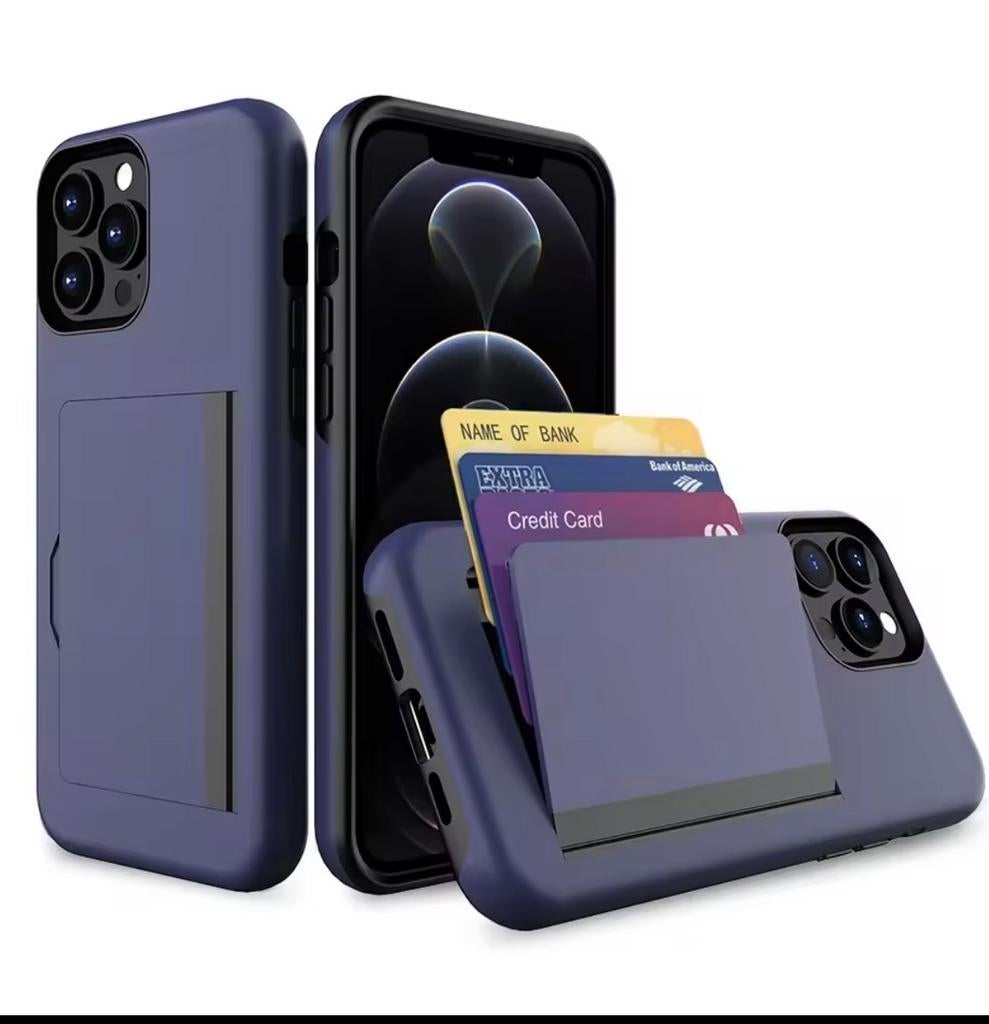 Telefoonhoesje iPhone 15 Pro met Pasjeshouder - Blauw, Ophalen of Verzenden