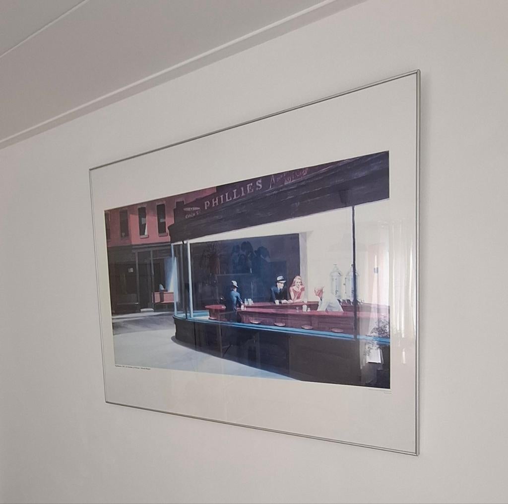Edward Hopper-Nighthawks-1995-UK print-met lijst 90x120cm, Ophalen
