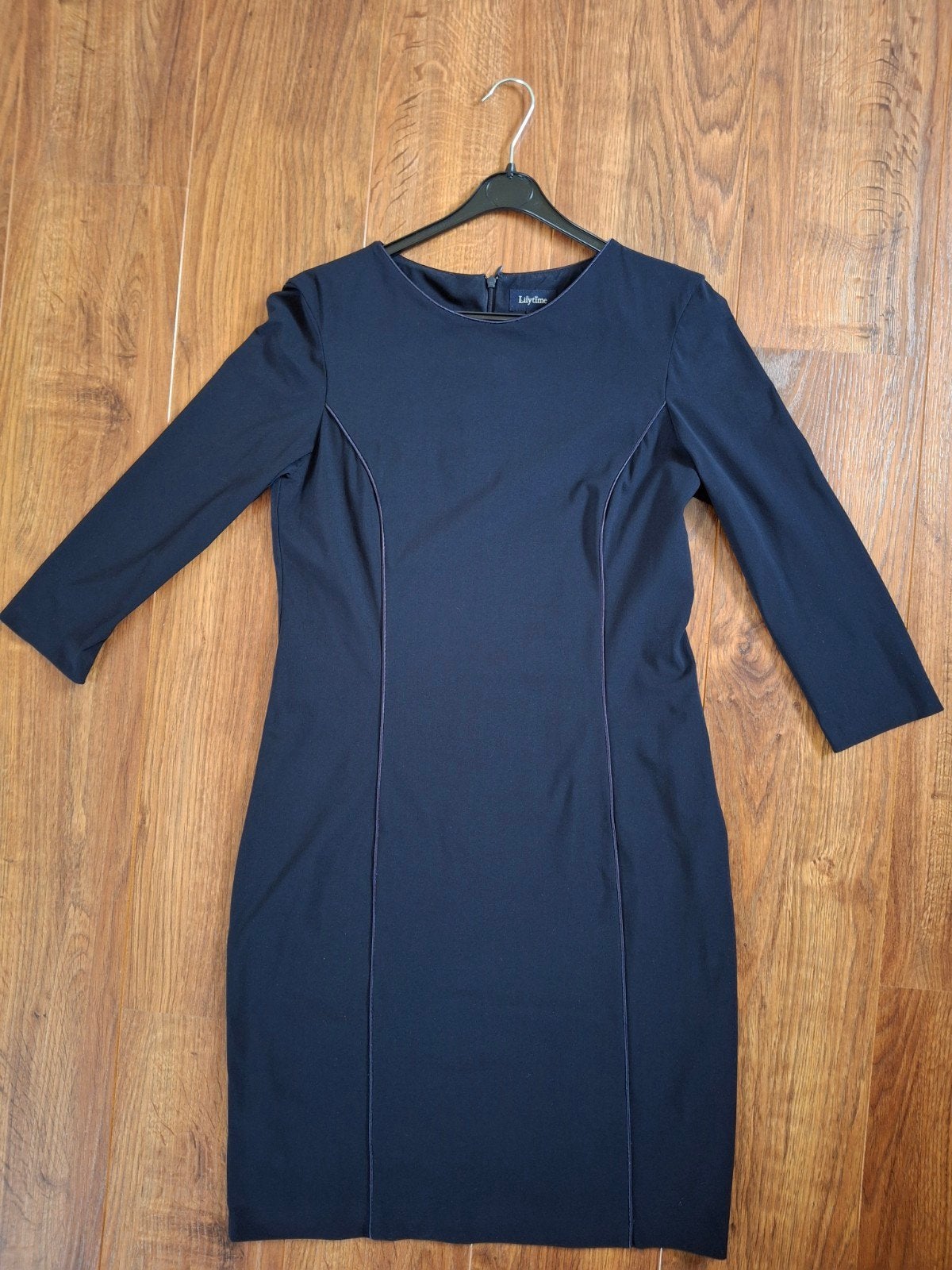 Mooie donkerblauwe klassieke jurk van lilytime maat 38, Maat 38/40 (M), Blauw, Ophalen of Verzenden, Knielengte