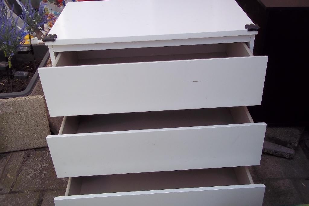witte comode met 3 diepe laden, Ophalen, Gebruikt, 50 tot 100 cm, 3 of 4 laden