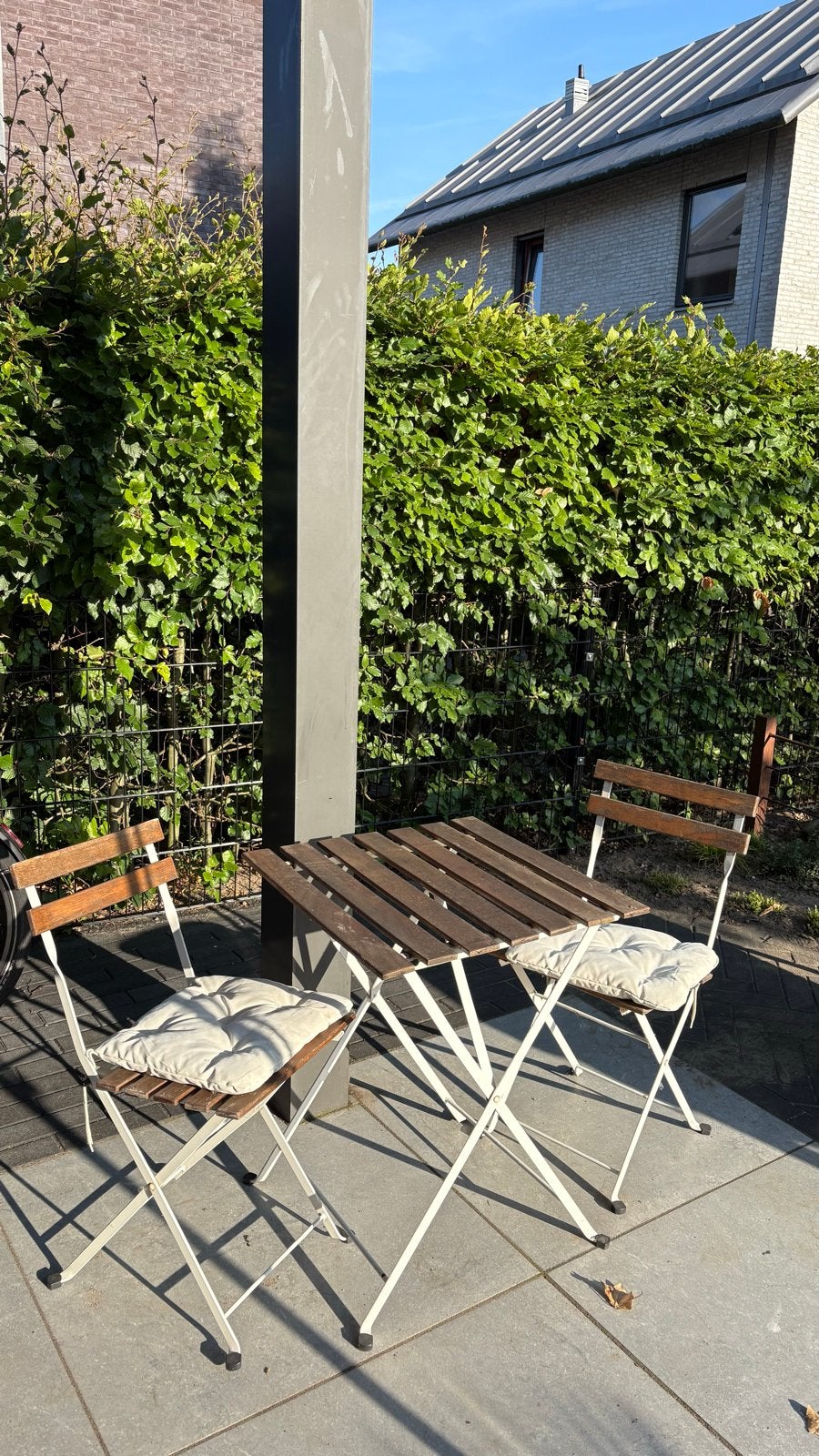 IKEA tuinset Bistroset met kussens, Gebruikt, Eettafel, Tuinset, Hout
