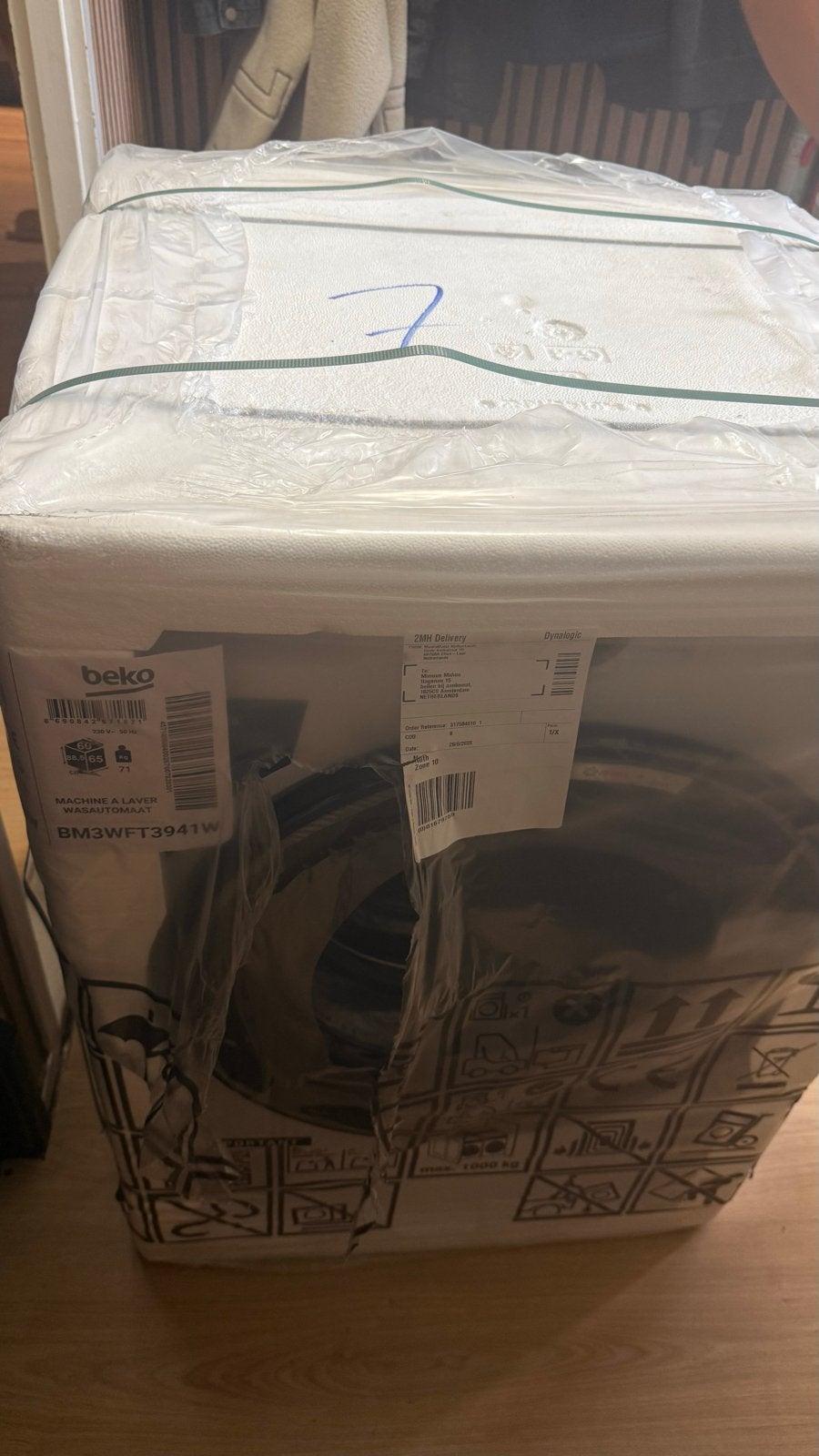 Beko BM3WFT3941W Wasmachine 9 kg - Deur beschadigd, Ophalen, 1200 tot 1600 toeren, 8 tot 10 kg, Zo goed als nieuw