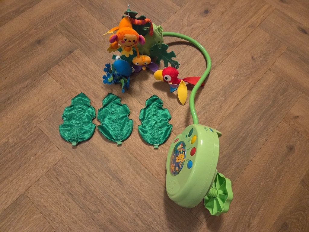 Fisher-Price Rainforest Peek-A-Boo Bladeren Muziekmobiel, Ophalen of Verzenden, Gebruikt, Overige typen, Met geluid