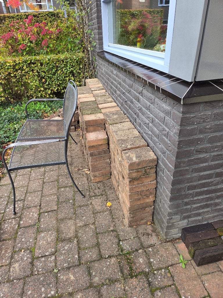 Leuke licht rode terrasstenen 10 x 15 x 5, Ophalen, Gebruikt, Klinkers, 5 tot 10 m²