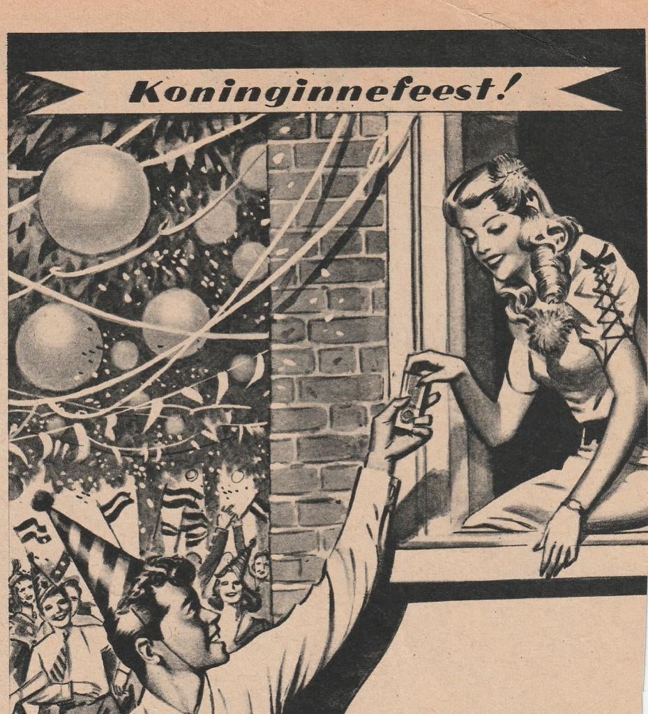Retro reclame 1948 Van Dungen chocola koninginnefeest, Verzamelen, Retro, Verzenden, Overige typen