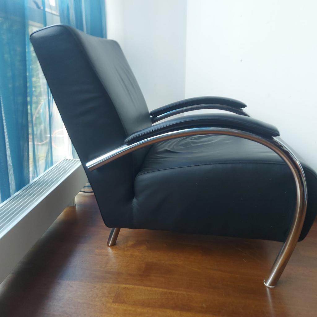 Accademia van Molinari Design Fauteuil - Teun van Zanten, Gebruikt, 100 tot 125 cm, Vintage, Mid-century, Modern design, Leer
