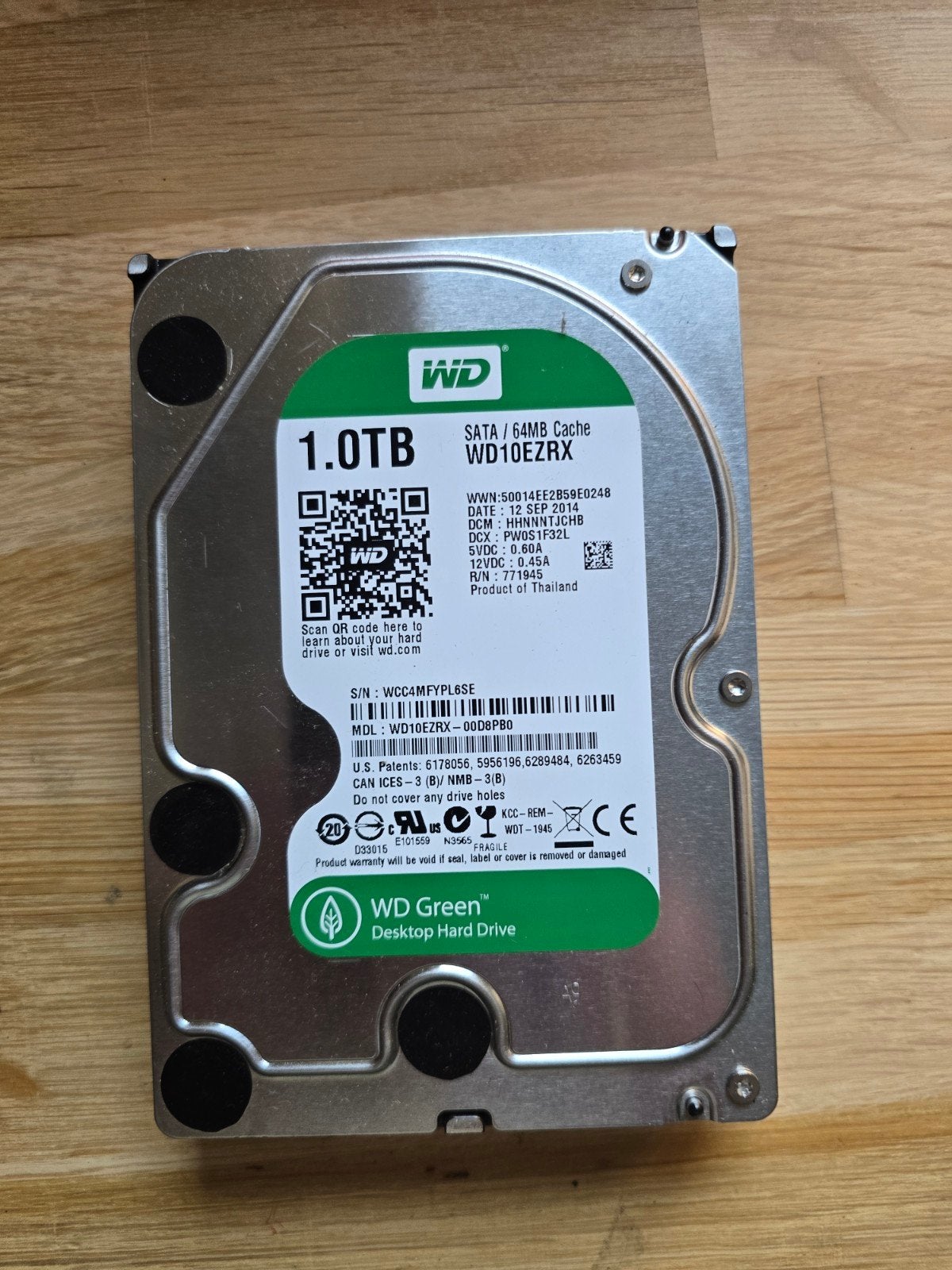 WD Green 1TB HDD SATA Harde Schijf, Computers en Software, Harde schijven, Intern, Gebruikt, Ophalen of Verzenden, 1TB