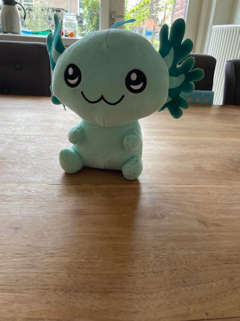 Leuke knuffel axolotl te koop, Kinderen en Baby's, Speelgoed | Knuffels en Pluche, Groen, Overige typen, Ophalen of Verzenden