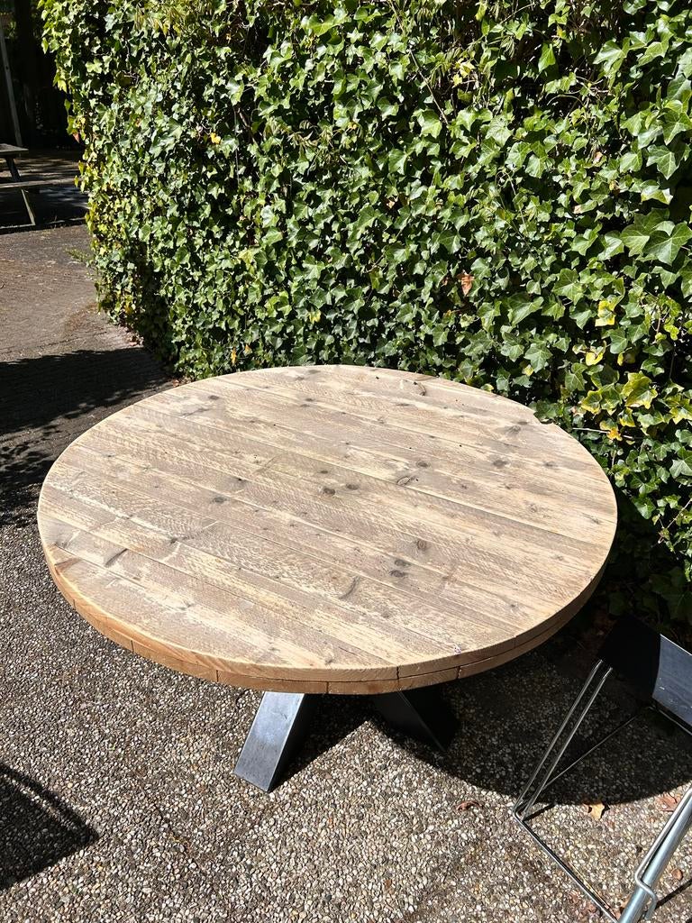 Mooie houten tafel 140x80cm, Ophalen, 100 tot 150 cm, Rond, 50 tot 100 cm