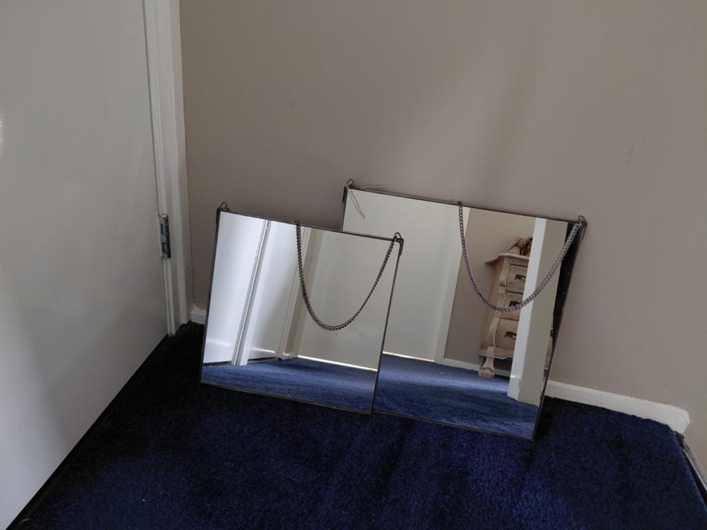 Set van 2 spiegels met ketting, Huis en Inrichting, Woonaccessoires | Spiegels, Ophalen, Minder dan 50 cm, Gebruikt, Minder dan 100 cm