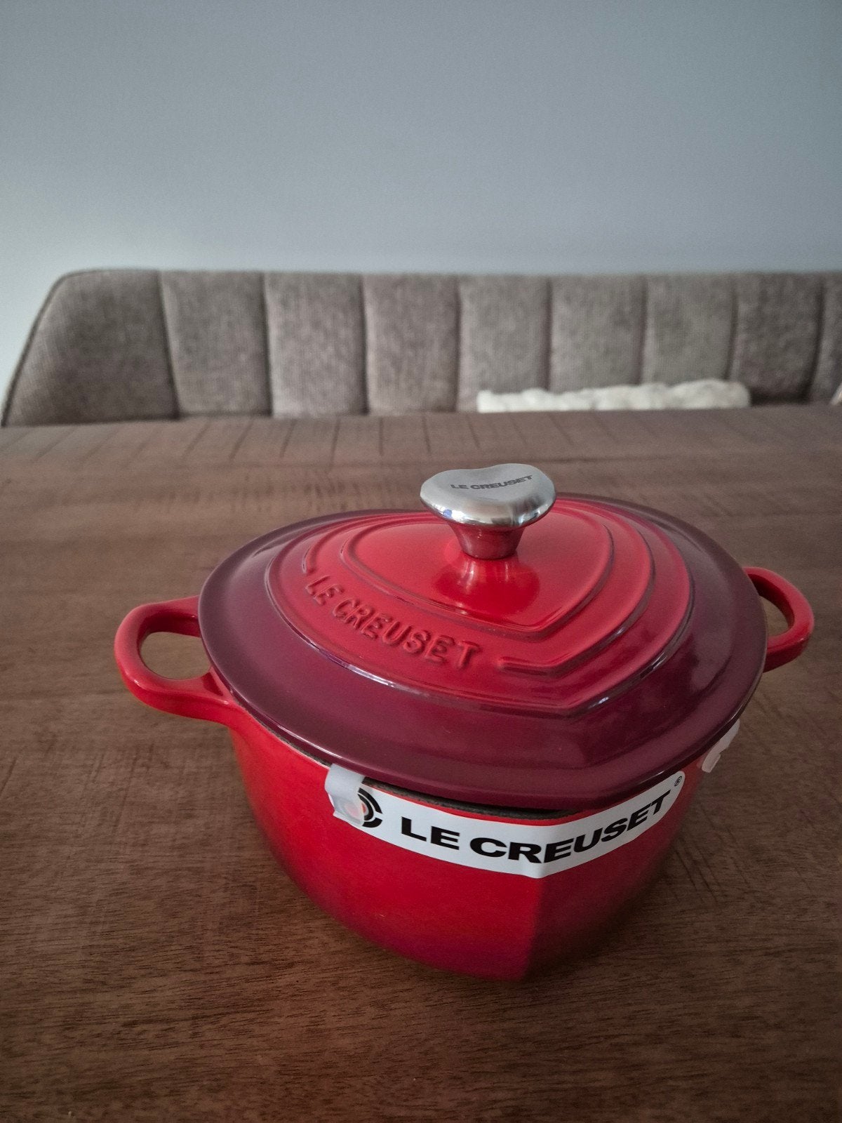 Le Creuset hartjes Braadpan kersenrood 20cm, Ophalen, Nieuw, Gietijzer