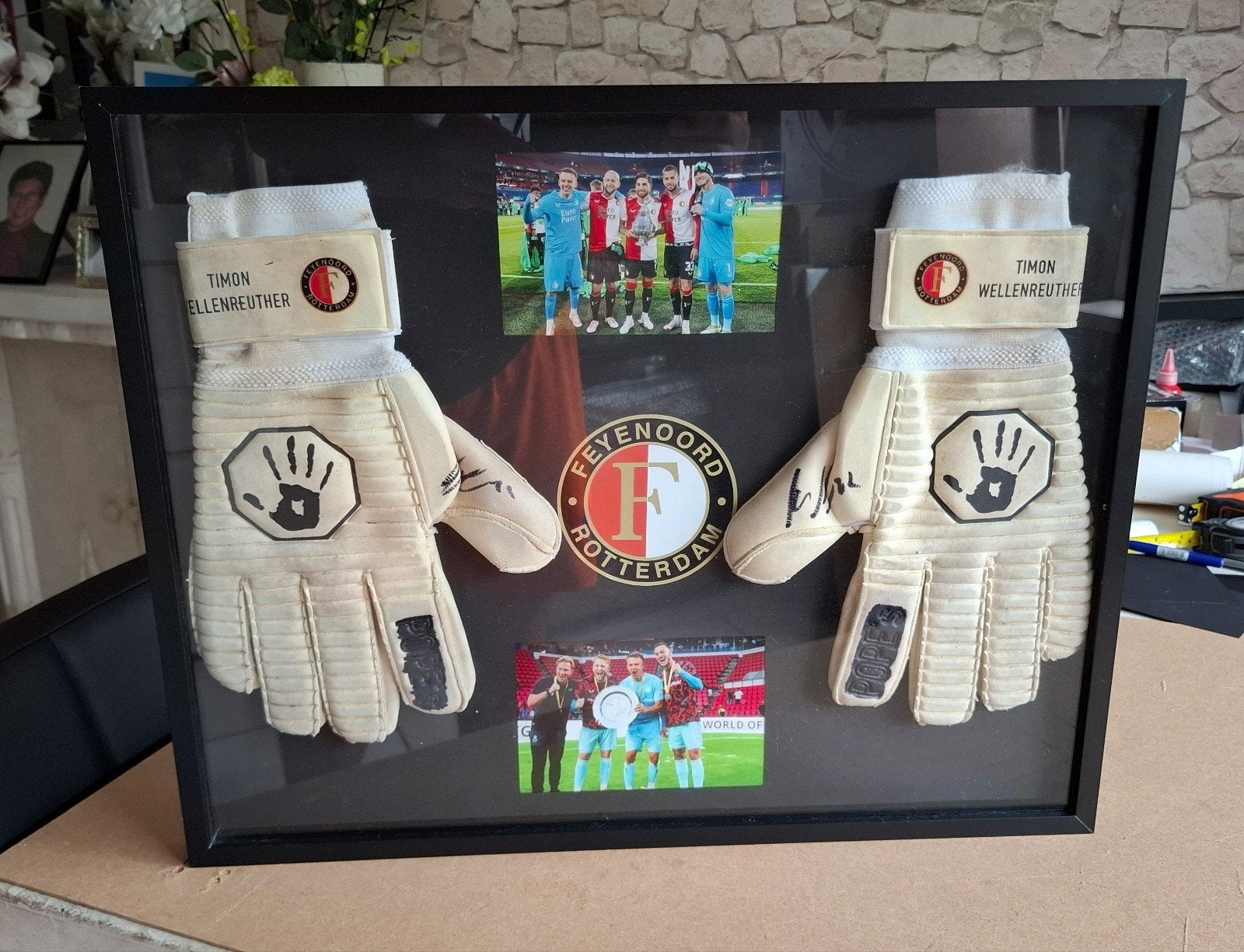 feyenoord Wellenreuther handschoenen met handtekeningen, Verzamelen, Sportartikelen en Voetbal, Ophalen of Verzenden, Feyenoord