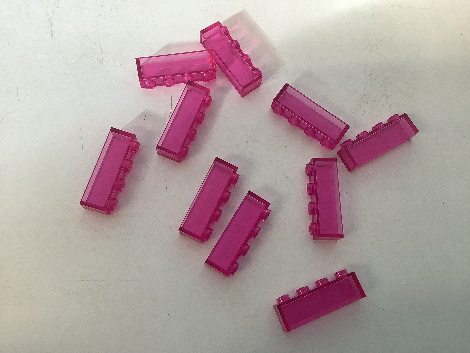 Lego steen 1x4 zonder bodembuis transparant donker roze, Ophalen of Verzenden, Gebruikt, Losse stenen, Lego