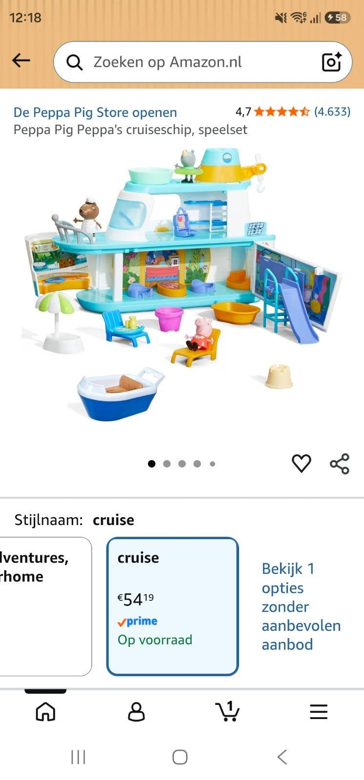 Peppa Pig Peppa's Cruiseschip Speelset, Kinderen en Baby's, Ophalen of Verzenden, Zo goed als nieuw, Jongen of Meisje