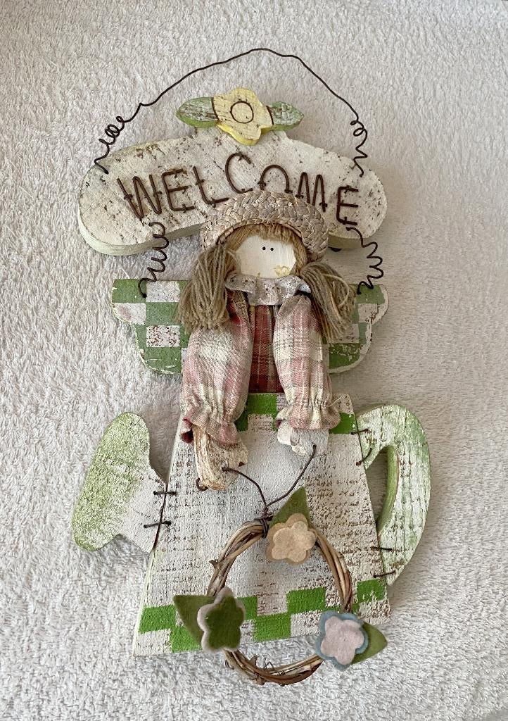 Welkom bord "WELCOME" origineel Amerikaans vintage jaren'80, Handgemaakt, 20 cm, Meerkleurig, Ophalen of Verzenden
