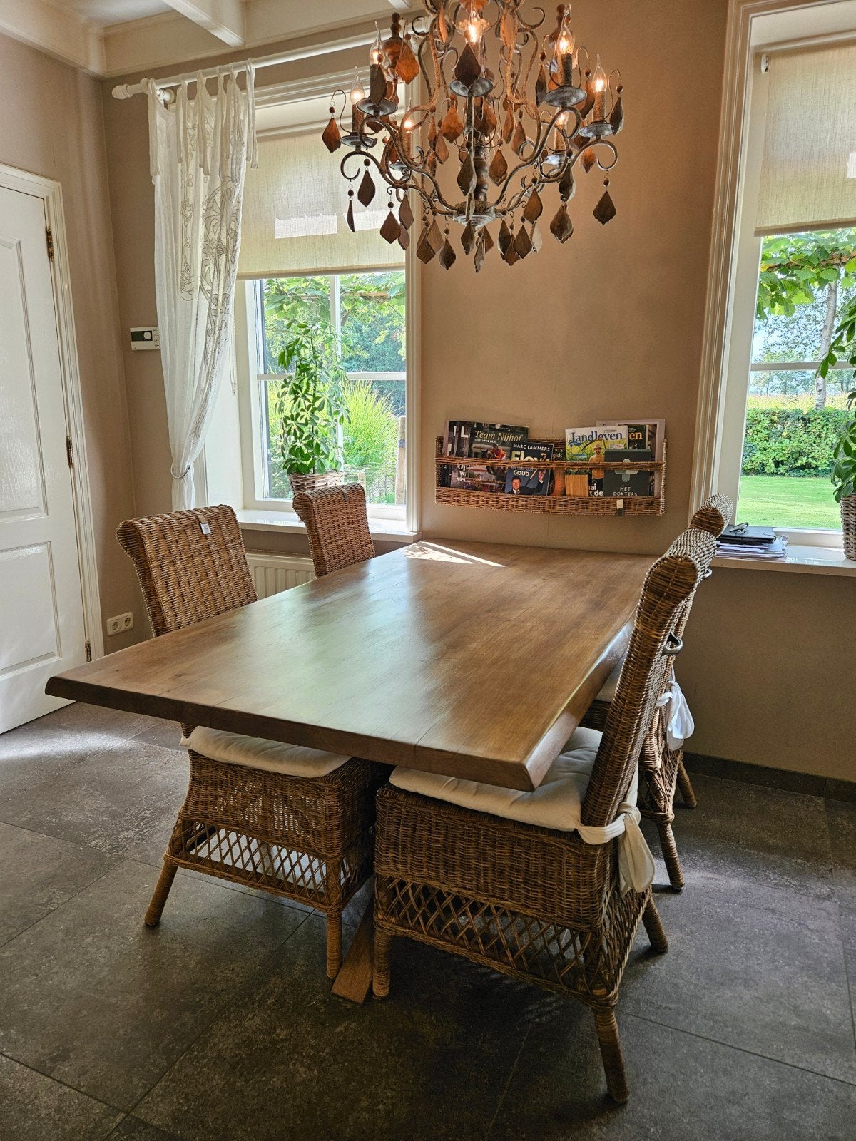 Riviera Maison 4 St. Malo stoelen, Ophalen, Gebruikt, Bruin, Riet of Rotan