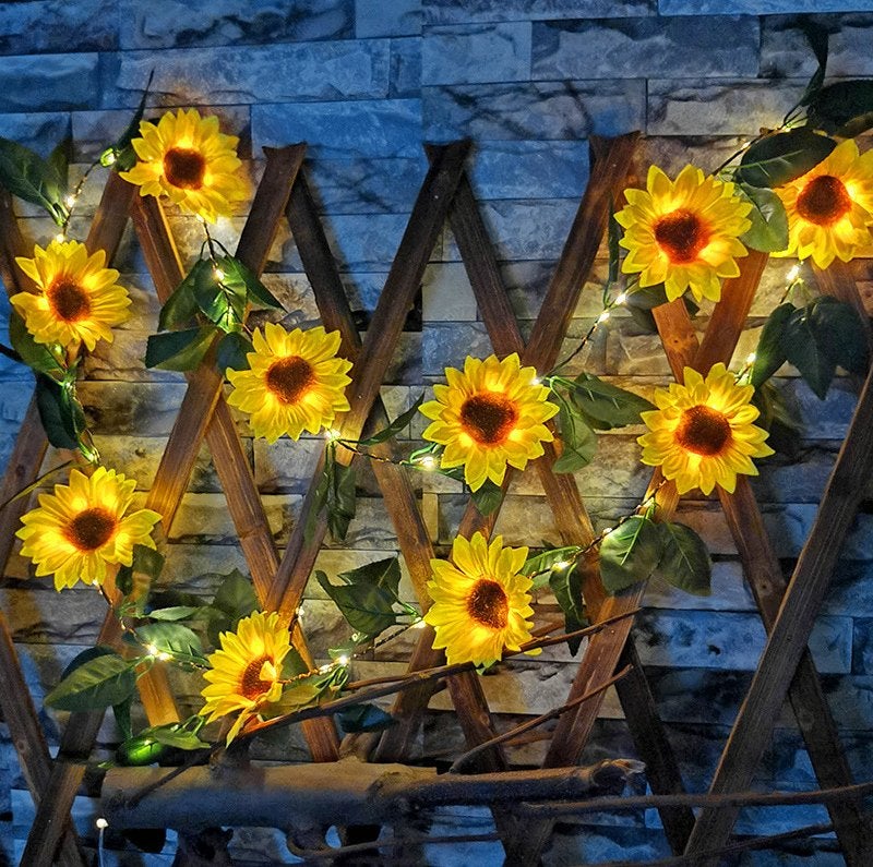Zonnebloem Slinger Met Solar Lamp Kunstplant Led Licht Plant, Verzenden, Nieuw, Kunstbloem