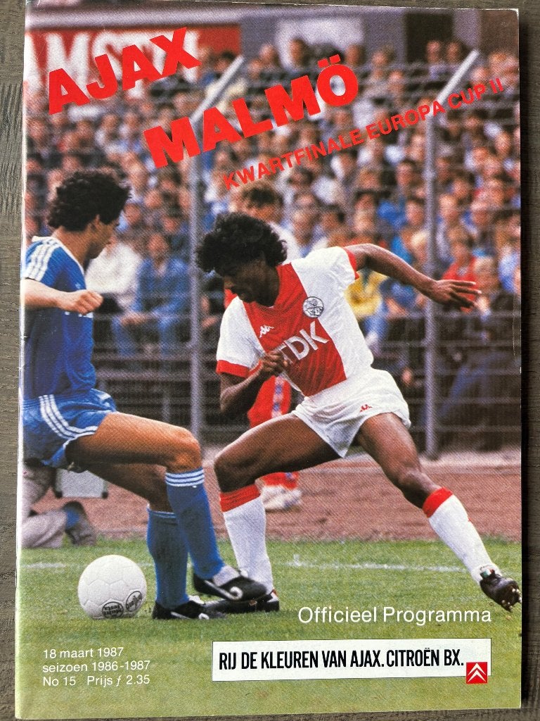 Programma Ajax - Malmö FF 1986-1987, Ophalen of Verzenden, Zo goed als nieuw, Ajax, Boek of Tijdschrift