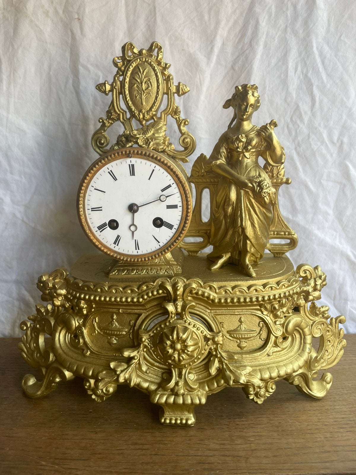 Antieke Franse Romantiek pendule, Ophalen of Verzenden
