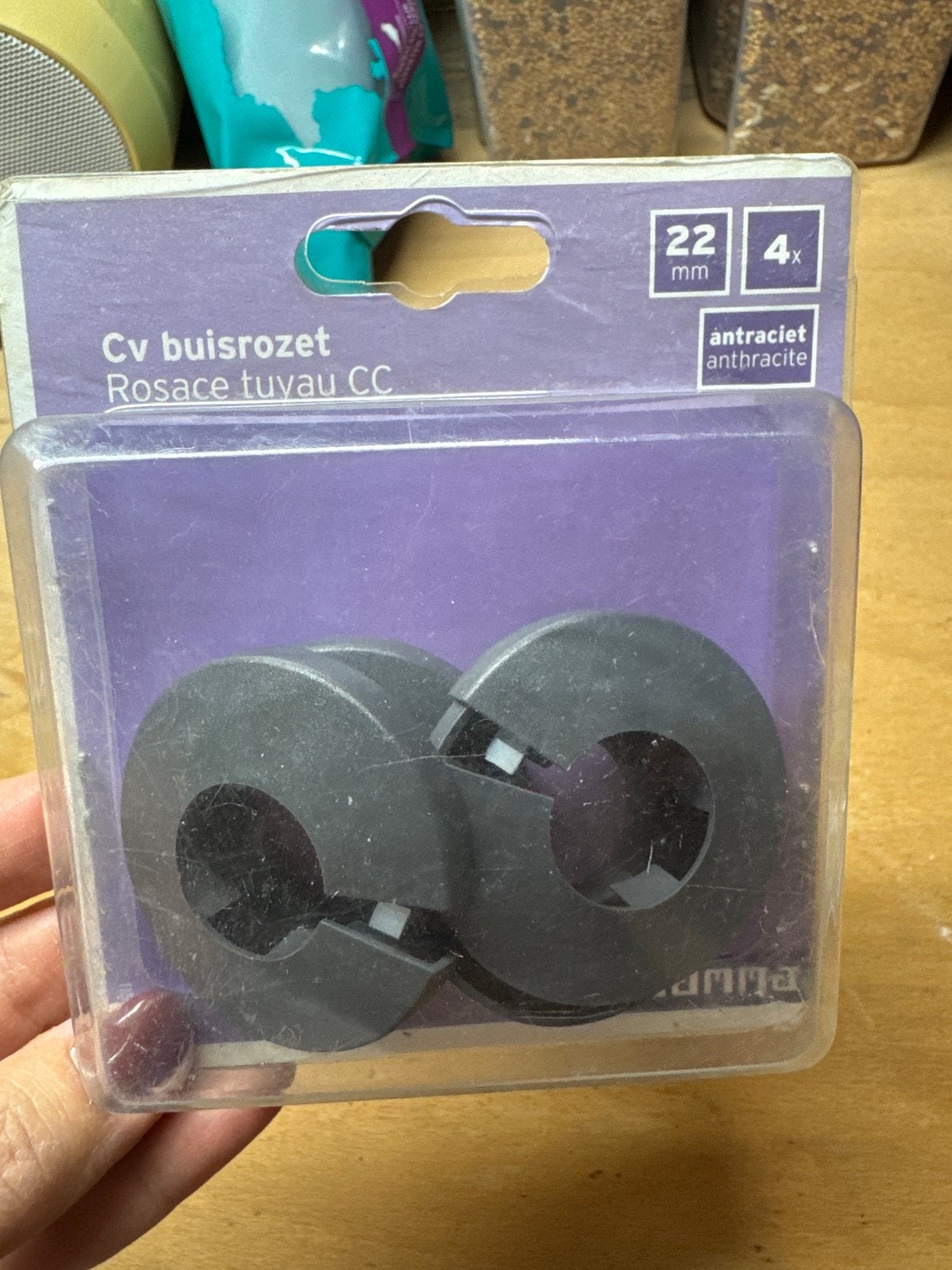 CV Buisrozet 22mm Antraciet 4 stuks, Ophalen of Verzenden, Nieuw