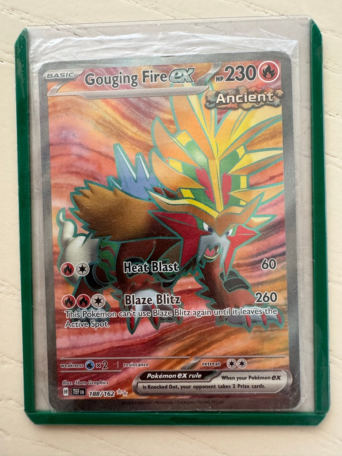 Gouging Fire ex 188/162 - Pokémon kaart, Ophalen of Verzenden, Zo goed als nieuw, Losse kaart, Foil