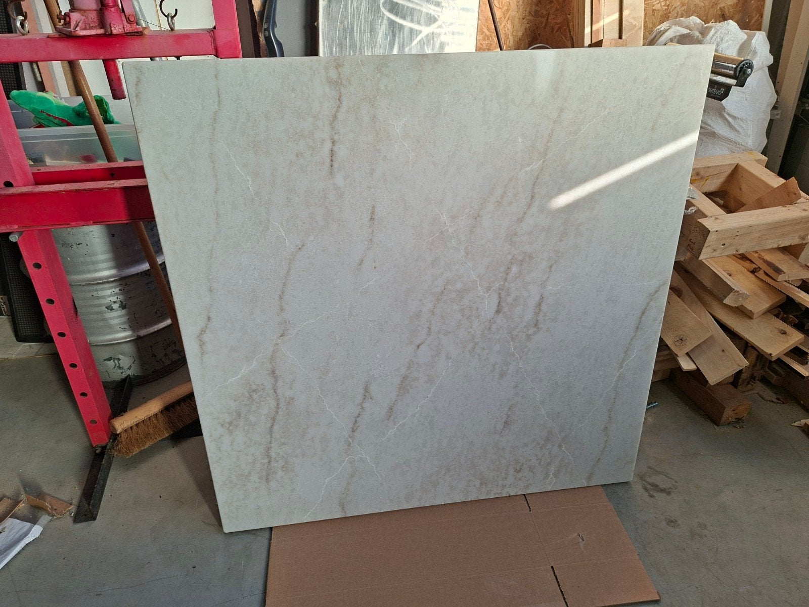 Marmeren blad 1x1m voor tuintafel of ander project, Tuin en Terras, Ophalen of Verzenden, Gebruikt, Vierkant, Overige materialen
