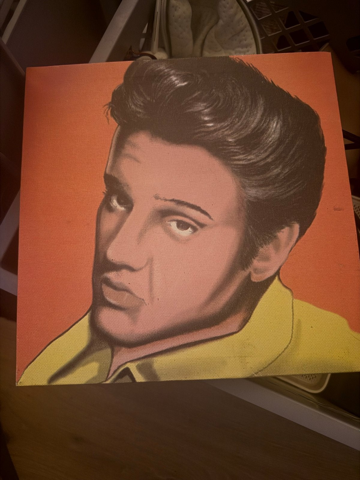 Klein canvas schilderij van Elvis Presley, Ophalen of Verzenden, Textiel, Op houten frame, Portret