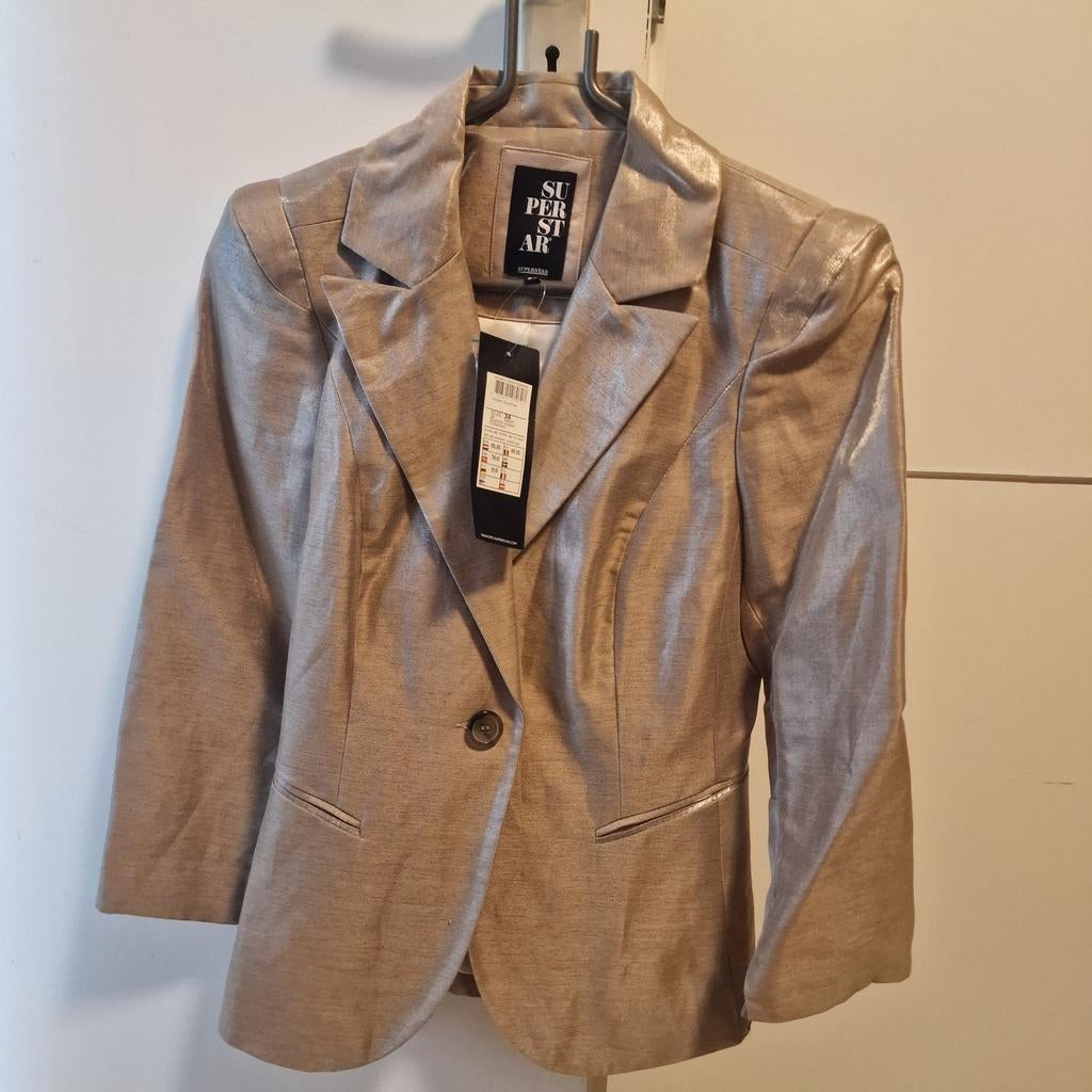 Goud glimmende korte vest, Kleding | Dames, Ophalen of Verzenden, Nieuw, Maat 36 (S)