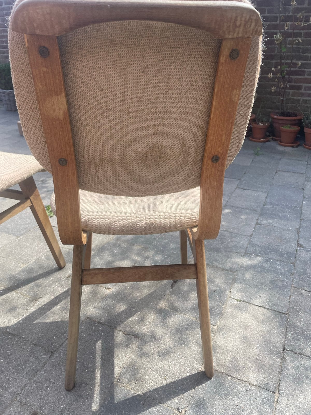 Set van 2 vintage stoelen met stoffen bekleding, Antiek en Kunst, Antiek | Meubels | Stoelen en Banken, Ophalen