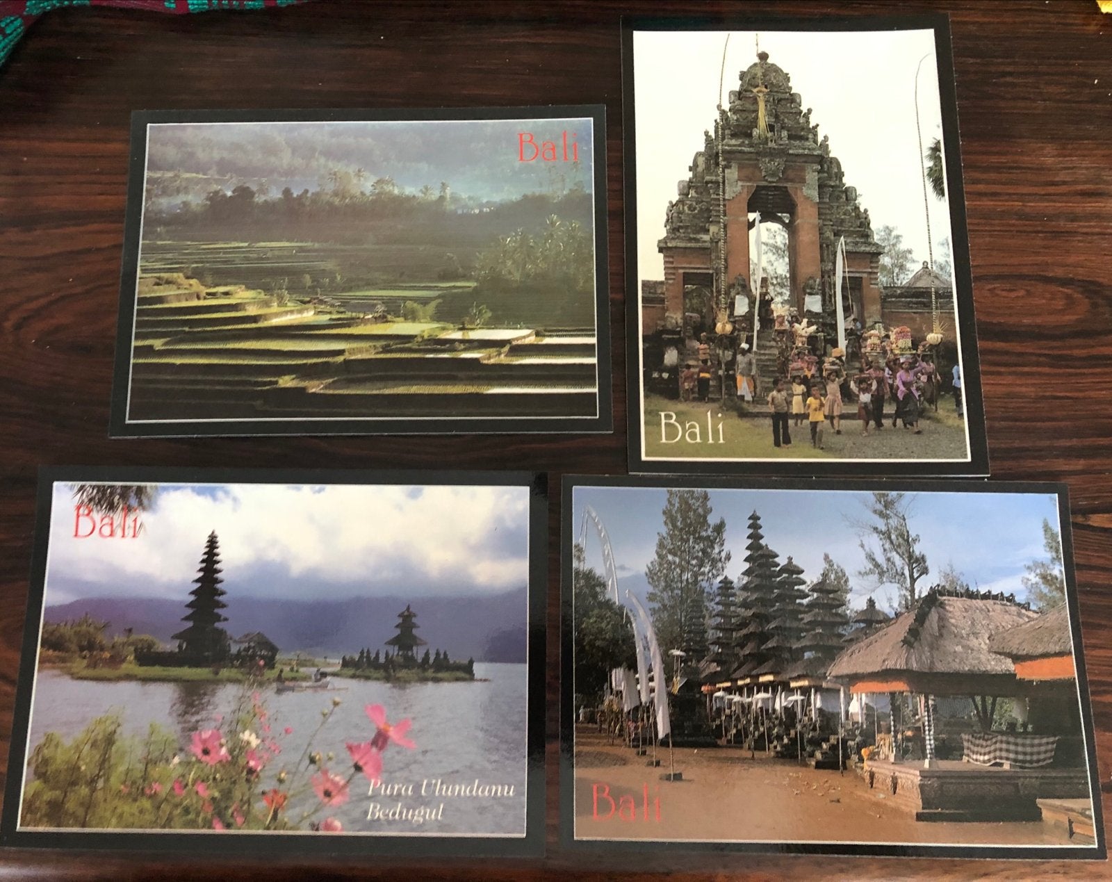 Set van 4 vintage ansichtkaarten van Bali, Indonesië, Ophalen of Verzenden, 1960 tot 1980, Ongelopen, Buiten Europa