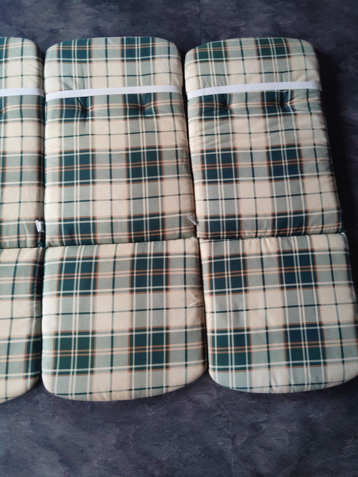 4x Geruite Tuinkussens - Groen/Crème, Ophalen of Verzenden, Gebruikt