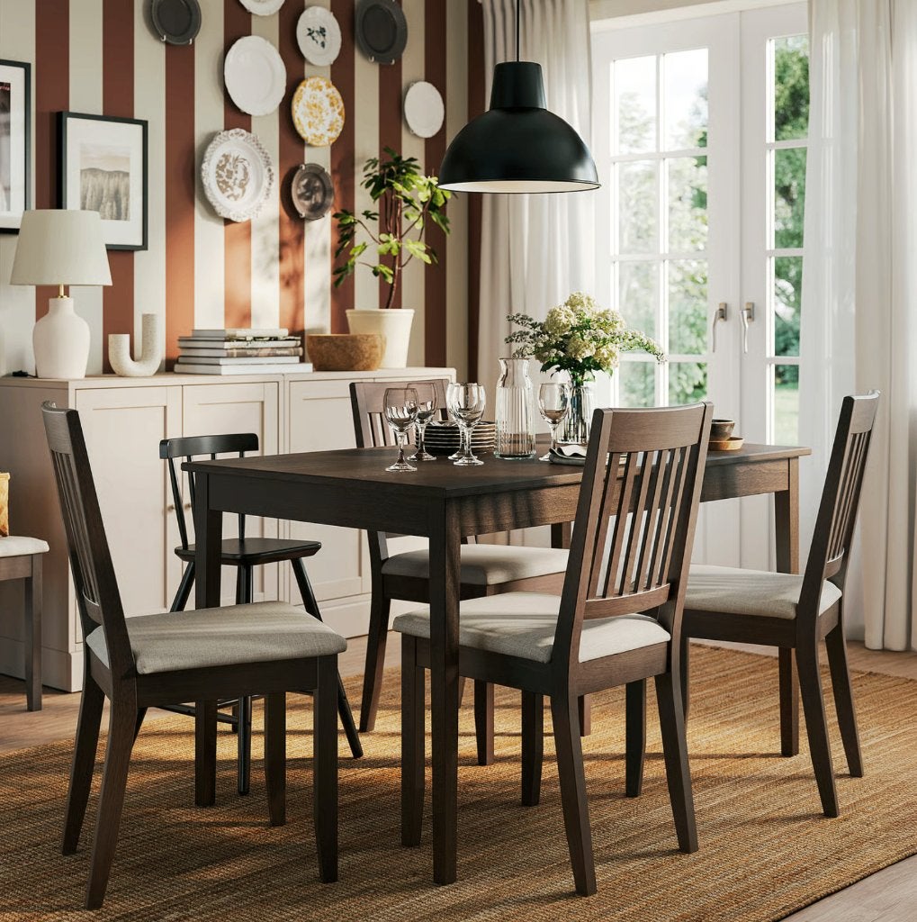 Ikea NÄSINGE eettafel + 4 stoelen, Ophalen, 50 tot 100 cm, Zo goed als nieuw, Vijf personen of meer