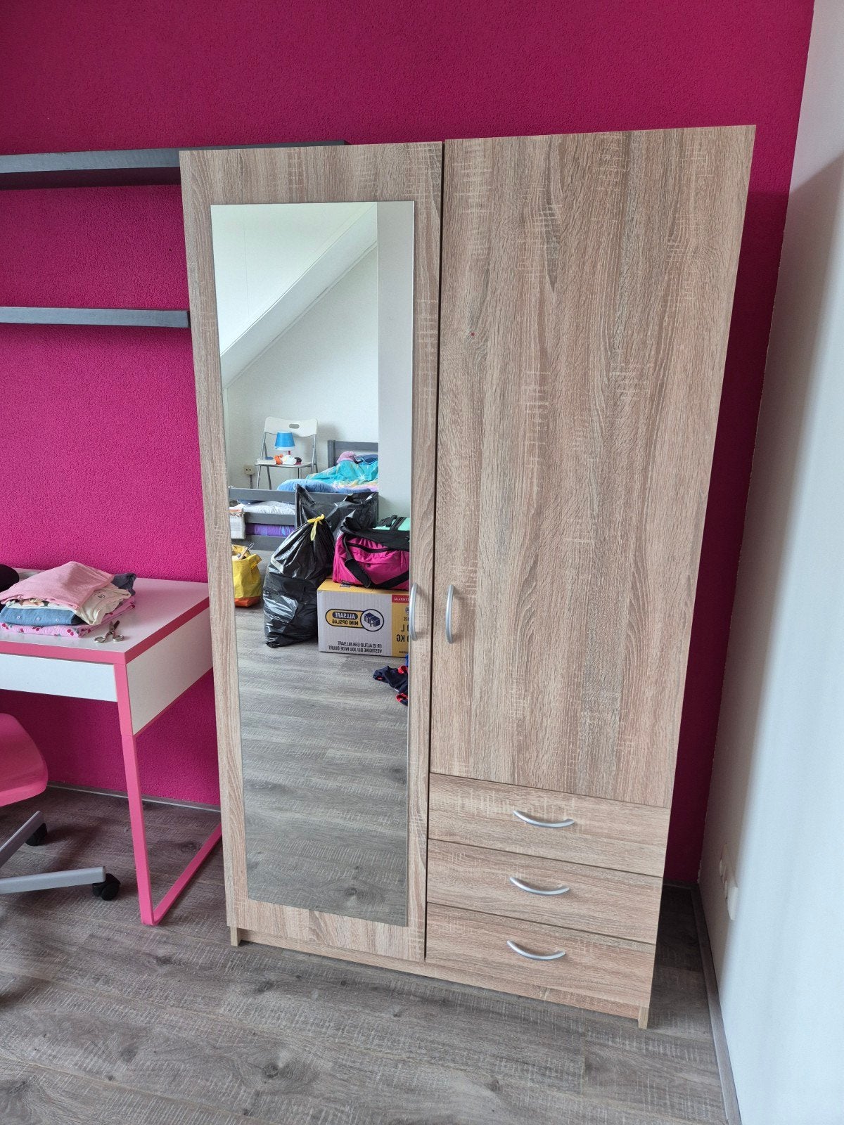 Leen Bakker kast Varia met spiegel en lades, Huis en Inrichting, Gebruikt, 50 tot 100 cm, 150 tot 200 cm, 25 tot 50 cm