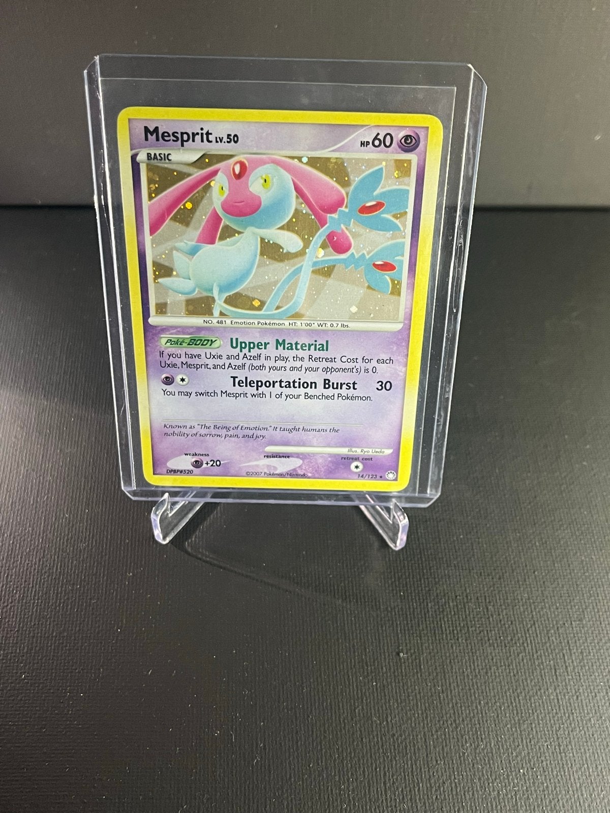 Pokemon Kaart Mesprit LV.50 Holo, Ophalen of Verzenden, Gebruikt, Losse kaart
