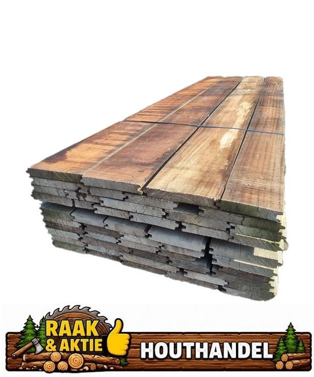 34 m2 hardhouten damwand 4 cm dik - nr: HP76, Ophalen, 250 cm of meer, Planken, Hardhout