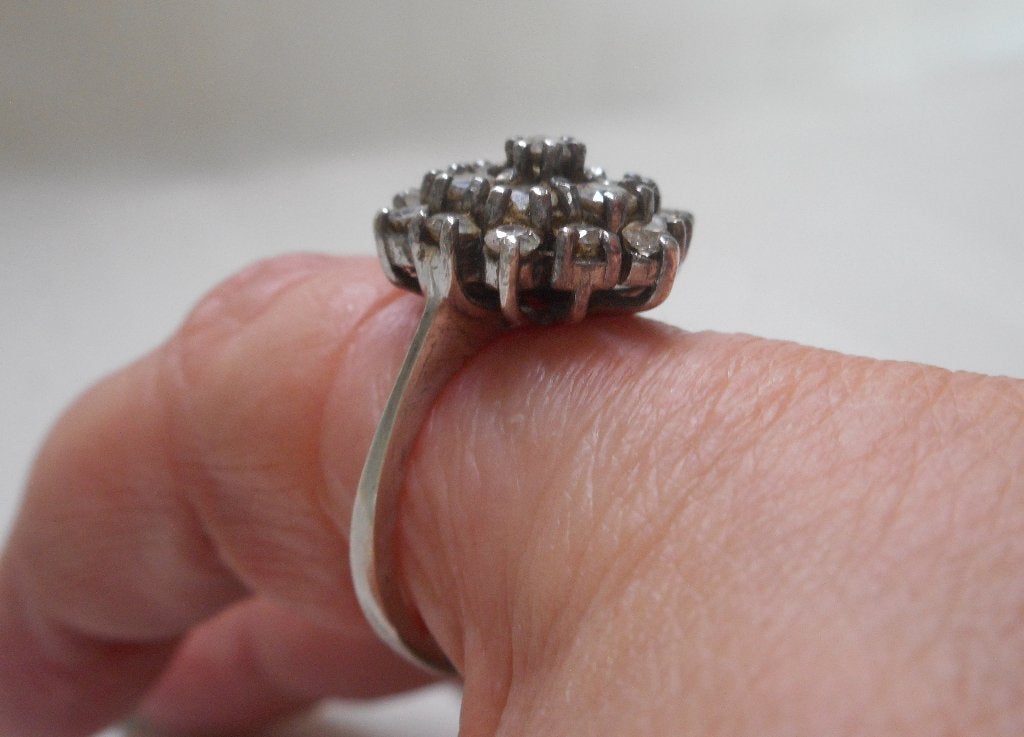 Prachtige zilveren vintage ring met steentjes nr.2224, Verzenden, Zo goed als nieuw, 17 tot 18, Dame