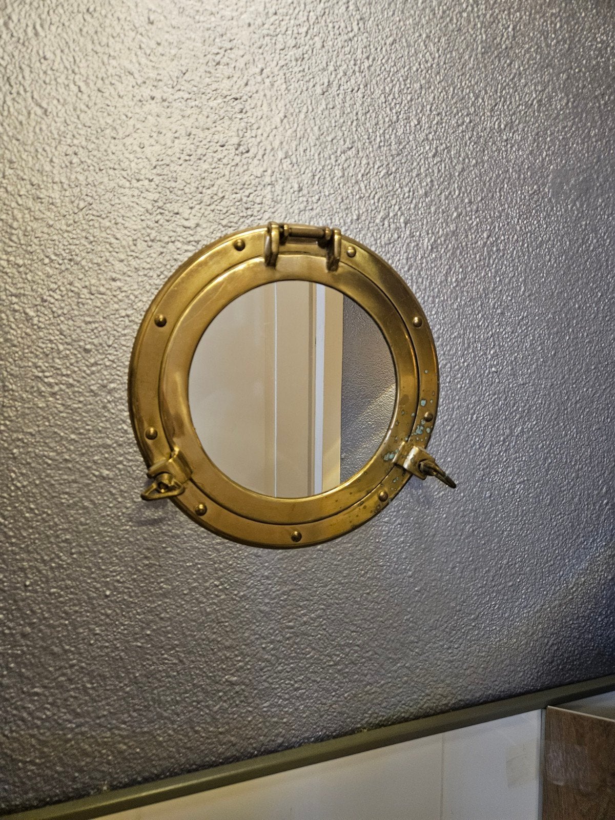 Messing Patrijspoort Spiegel - Te Openen, Ophalen