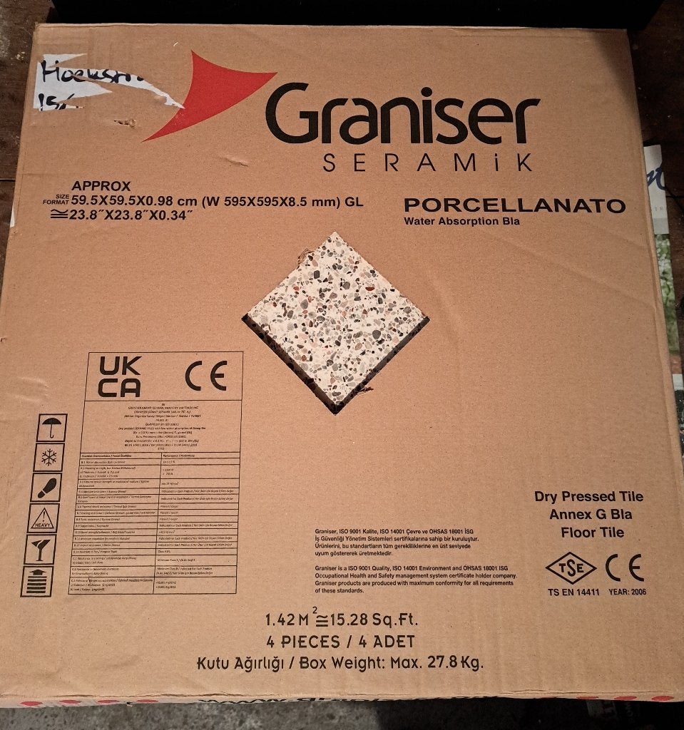 Granito/Terrazzo tegels nieuw (4x) in verpakking., Ophalen, 40 tot 60 cm, Nieuw, Minder dan 5 m²