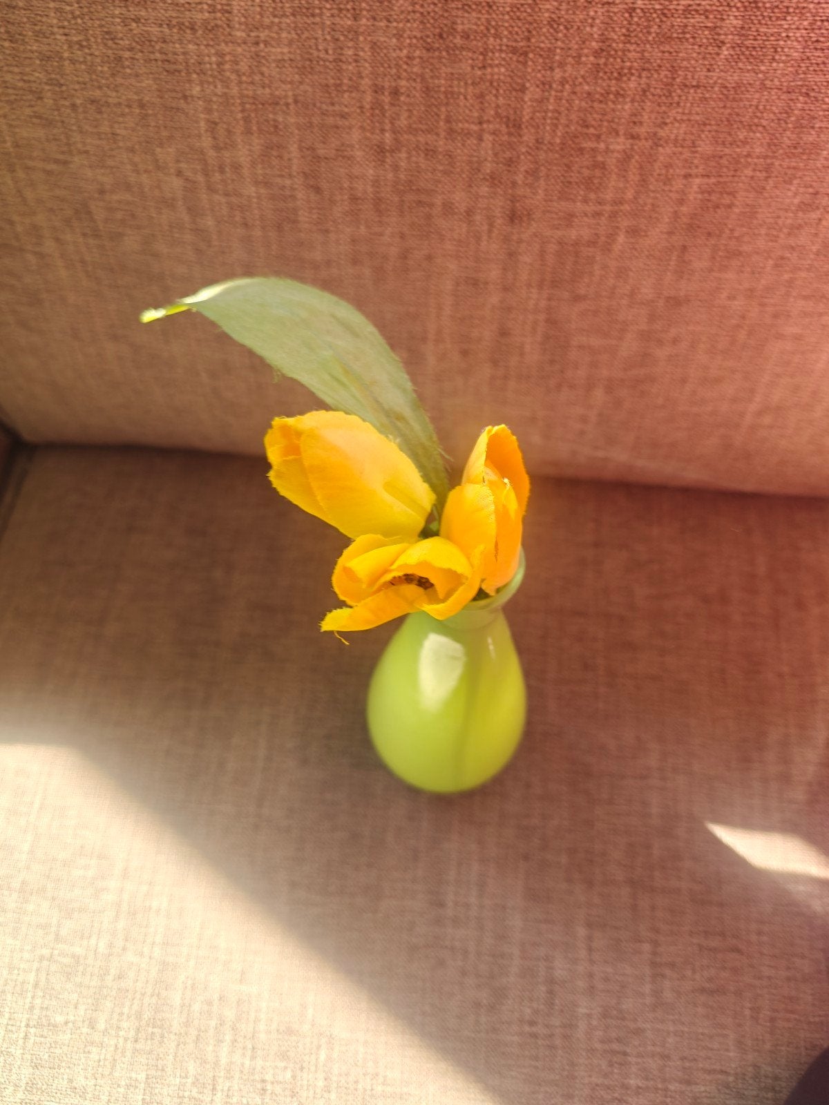Gele kunsttulpen in vaas - set van 3, Binnen, Gebruikt, Onderhoudsvrij, Kunstbloem