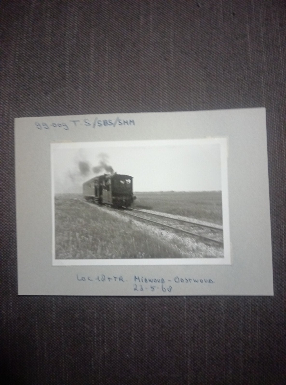 Zwart-wit foto stoomtrein Midwoud-Oostwoud 1968, Ophalen of Verzenden, Gebruikt, Trein, Kaart of Prent